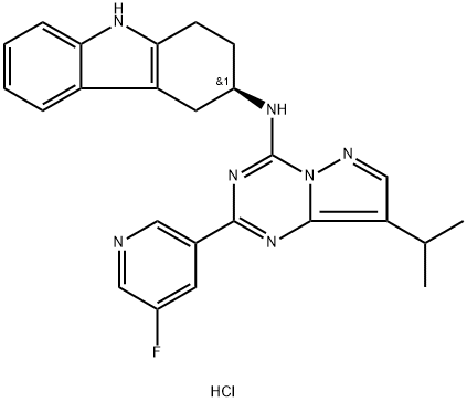 (R)-N-(2-(5-fluoropyridin-3-yl)-8-isopropylpyrazolo[1,5-a][1,3,5]triazin-4-yl)-2,3,4,9-tetrahydro-1H-carbazol-3-amine Struktur