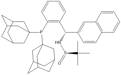 [S(R)]-N-[(S)-[2-(Diadamantanphosphino)phenyl](2-naphthalenyl)methyl]-2-methyl-2-propanesulfinamide Struktur