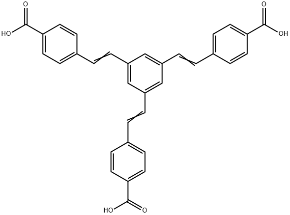 Benzoic acid, 4,4',4''-(1,3,5-benzenetriyltri-2,1-ethenediyl)tris- Struktur