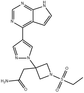 3-Azetidineacetamide, 1-(ethylsulfonyl)-3-[4-(7H-pyrrolo[2,3-d]pyrimidin-4-yl)-1H-pyrazol-1-yl]- Struktur