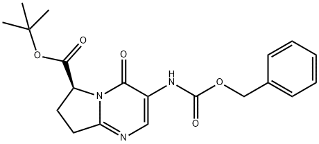 Pyrrolo[1,2-a]pyrimidine-6-carboxylic acid, 4,6,7,8-tetrahydro-4-oxo-3-[[(phenylmethoxy)carbonyl]amino]-, 1,1-dimethylethyl ester, (6S)- Struktur