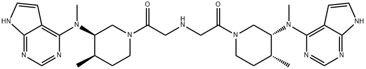 Ethanone, 2,2'-iminobis[1-[(3R,4R)-4-methyl-3-(methyl-7H-pyrrolo[2,3-d]pyrimidin-4-ylamino)-1-piperidinyl]- Struktur