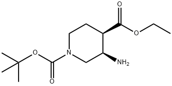 O1-tert-butyl O4-ethyl (3R,4R)-3-aminopiperidine-1,4-dicarboxylate Struktur