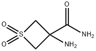 3-amino-1,1-dioxo-thietane-3-carboxamide Struktur