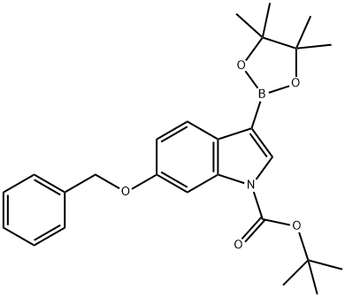 tert-Butyl 6-benzyloxy-3-(4,4,5,5-tetramethyl-1,3,2-dioxaborolan-2-yl)indole-1-carboxylate Struktur