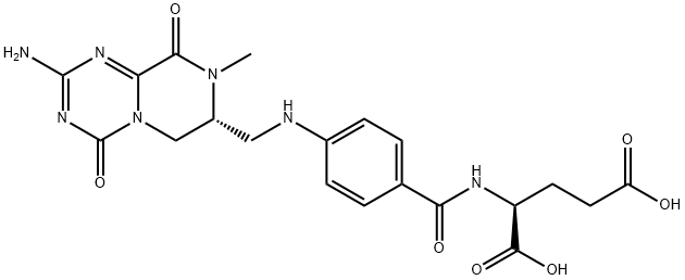 L-Glutamic acid, N-[4-[[[(7R)-2-amino-6,7,8,9-tetrahydro-8-methyl-4,9-dioxo-4H-pyrazino[1,2-a]-1,3,5-triazin-7-yl]methyl]amino]benzoyl]- Struktur