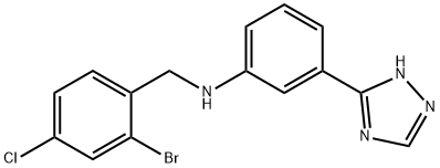 Benzenemethanamine, 2-bromo-4-chloro-N-[3-(1H-1,2,4-triazol-5-yl)phenyl]- Struktur