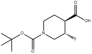 1,4-Piperidinedicarboxylic acid, 3-fluoro-, 1-(1,1-dimethylethyl) ester, (3S,4S)- Struktur