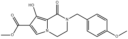 methyl 8-hydroxy-2-[(4-methoxyphenyl)methyl]-1-oxo-3,4-dihydropyrrolo[1,2-a]pyrazine-7-carboxylate Struktur