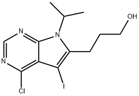 3-(4-chloro-5-iodo-7-isopropyl-pyrrolo[2,3-d]pyrimidin-6-yl)propan-1-ol Struktur