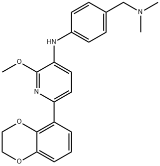 3-Pyridinamine, 6-(2,3-dihydro-1,4-benzodioxin-5-yl)-N-[4-[(dimethylamino)methyl]phenyl]-2-methoxy- Struktur