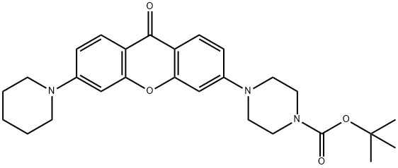 tert-butyl 4-(9-oxo-6-(piperidin-1-yl)-9H-xanthen-3-yl)piperazine-1-carboxylate Struktur