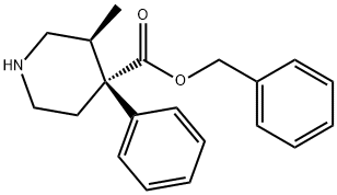 4-Piperidinecarboxylic acid, 3-methyl-4-phenyl-, phenylmethyl ester, (3S,4R)- Struktur