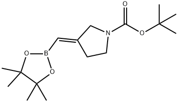 1-Pyrrolidinecarboxylic acid, 3-[(4,4,5,5-tetramethyl-1,3,2-dioxaborolan-2-yl)methylene]-, 1,1-dimethylethyl ester, (3E)- Struktur