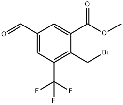 Benzoic acid, 2-(bromomethyl)-5-formyl-3-(trifluoromethyl)-, methyl ester Struktur