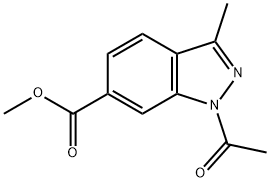 1H-Indazole-6-carboxylic acid, 1-acetyl-3-methyl-, methyl ester Struktur