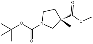 1-(tert-butyl) 3-methyl (S)-3-methylpyrrolidine-1,3-dicarboxylate Struktur