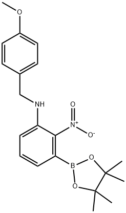 N-[(4-Methoxyphenyl)methyl]-2-nitro-3-(tetramethyl-1,3,2-dioxaborolan-2-yl)aniline Struktur