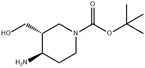 1-Piperidinecarboxylic acid, 4-amino-3-(hydroxymethyl)-, 1,1-dimethylethyl ester, (3R,4R)- Struktur