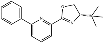 Pyridine, 2-[(4S)-4-(1,1-dimethylethyl)-4,5-dihydro-2-oxazolyl]-6-phenyl- Struktur