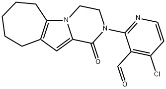 3-Pyridinecarboxaldehyde, 4-chloro-2-(1,3,4,6,7,8,9,10-octahydro-1-oxo-2H-cyclohepta[4,5]pyrrolo[1,2-a]pyrazin-2-yl)- Struktur