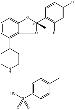 Piperidine, 4-[(2S)-2-(4-chloro-2-fluorophenyl)-2-methyl-1,3-benzodioxol-4-yl]-, compd. with 4-methylbenzenesulfonate (1:1) Struktur