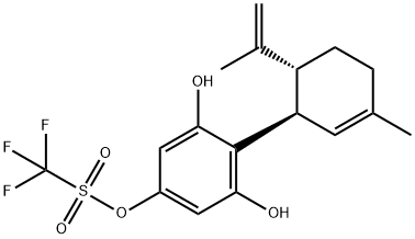 Methanesulfonic acid, 1,1,1-trifluoro-, 3,5-dihydroxy-4-[(1R,6R)-3-methyl-6-(1-methylethenyl)-2-cyclohexen-1-yl]phenyl ester Struktur