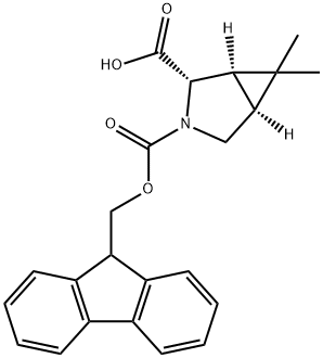 3-Azabicyclo[3.1.0]hexane-2,3-dicarboxylic acid, 6,6-dimethyl-, 3-(9H-fluoren-9-ylmethyl) ester, (1R,2S,5S)- Struktur