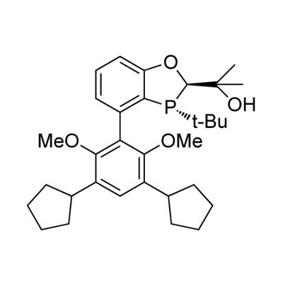 2-((2R,3R)-3-(tert-butyl)-4-(3,5-dicyclopentyl-2,6-dimethoxyphenyl)-2,3-dihydrobenzo[d][1,3]oxaphosphol-2-yl)propan-2-ol Struktur