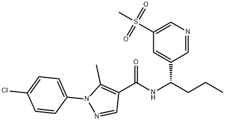 1H-Pyrazole-4-carboxamide, 1-(4-chlorophenyl)-5-methyl-N-[(1S)-1-[5-(methylsulfonyl)-3-pyridinyl]butyl]- Struktur