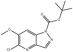 1H-Pyrazolo[4,3-b]pyridine-1-carboxylic acid, 5-chloro-6-methoxy-, 1,1-dimethylethyl ester Struktur