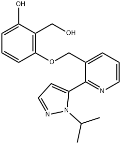 Benzenemethanol, 2-hydroxy-6-[[2-[1-(1-methylethyl)-1H-pyrazol-5-yl]-3-pyridinyl]methoxy]- Struktur