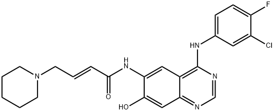 2-Butenamide, N-[4-[(3-chloro-4-fluorophenyl)amino]-7-hydroxy-6-quinazolinyl]-4-(1-piperidinyl)-, (2E)- Struktur