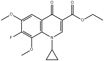 3-Quinolinecarboxylic acid, 1-cyclopropyl-7-fluoro-1,4-dihydro-6,8-dimethoxy-4-oxo-, ethyl ester Struktur