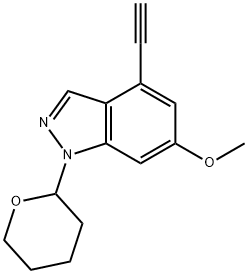 1H-Indazole, 4-ethynyl-6-methoxy-1-(tetrahydro-2H-pyran-2-yl)- Struktur