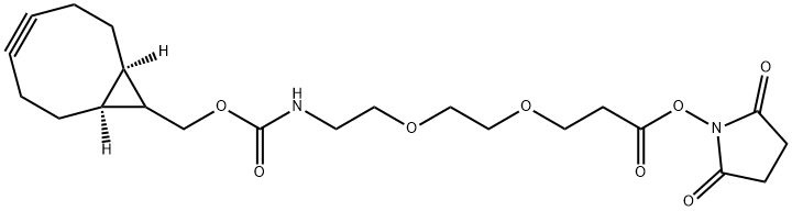 4,7,12-Trioxa-10-azatridecanoic acid, 13-(1R,8S)-bicyclo[6.1.0]non-4-yn-9-yl-11-oxo-, 2,5-dioxo-1-pyrrolidinyl ester Struktur