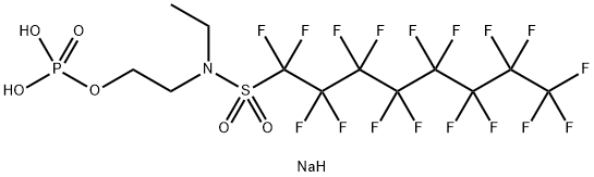 1-Octanesulfonamide, N-ethyl-1,1,2,2,3,3,4,4,5,5,6,6,7,7,8,8,8-heptadecafluoro-N-[2-(phosphonooxy)ethyl]-, sodium salt (1:2) Struktur