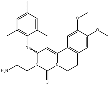 4H-?Pyrimido[6,?1-?a]?isoquinolin-?4-?one, 3-?(2-?aminoethyl)?-?2,?3,?6,?7-?tetrahydro-?9,?10-?dimethoxy-?2-?[(2,?4,?6-?trimethylphenyl)?imino]?- Struktur