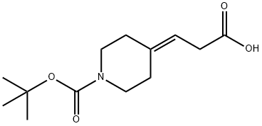 1-Piperidinecarboxylic acid, 4-(2-carboxyethylidene)-, 1-(1,1-dimethylethyl) ester Struktur