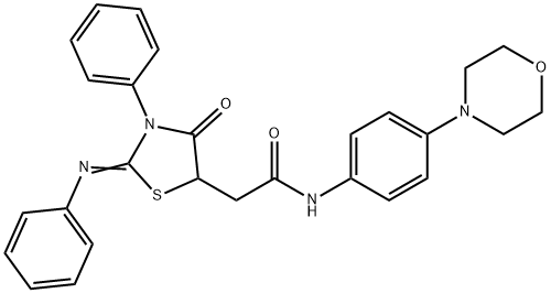 5-Thiazolidineacetamide, N-[4-(4-morpholinyl)phenyl]-4-oxo-3-phenyl-2-(phenylimino)- Struktur