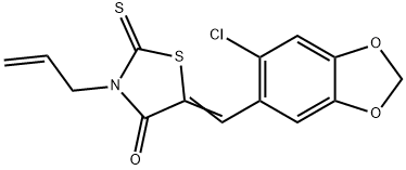 (5Z)-5-[(6-chloro-1,3-benzodioxol-5-yl)methylidene]-3-prop-2-enyl-2-sulfanylidene-1,3-thiazolidin-4-one Struktur