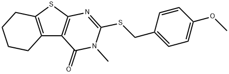 2-[(4-methoxyphenyl)methylsulfanyl]-3-methyl-5,6,7,8-tetrahydro-[1]benzothiolo[2,3-d]pyrimidin-4-one Struktur