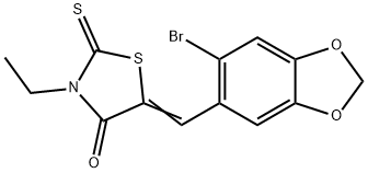 (5Z)-5-[(6-bromo-1,3-benzodioxol-5-yl)methylidene]-3-ethyl-2-sulfanylidene-1,3-thiazolidin-4-one Struktur