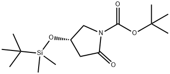 (S)-N-tert-butoxycarbonyl-4-tert-butyldimethylsilyloxy-pyrrolidin-2-one Struktur