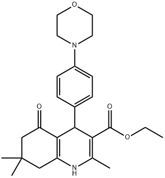 3-Quinolinecarboxylic acid, 1,4,5,6,7,8-hexahydro-2,7,7-trimethyl-4-[4-(4-morpholinyl)phenyl]-5-oxo-, ethyl ester Struktur