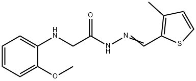 2-[(2-methoxyphenyl)amino]-N'-[(3-methyl-2-thienyl)methylene]acetohydrazide (non-preferred name) Struktur