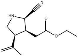 3-Pyrrolidineacetic acid, 2-cyano-4-(1-methylethenyl)-, ethyl ester, (2R,3S,4S)-