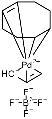 Palladium(1+), [(1,2,5,6-η)-1,5-cyclooctadiene](η3-2-propen-1-yl)-, tetrafluoroborate(1-) (1:1) Struktur