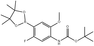 Carbamic acid, [5-fluoro-2-methoxy-4-(4,4,5,5-tetramethyl-1,3,2-dioxaborolan-2-yl)phenyl]-, 1,1-dimethylethyl ester (9CI) Struktur