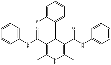 4-(2-fluorophenyl)-2,6-dimethyl-3-N,5-N-diphenyl-1,4-dihydropyridine-3,5-dicarboxamide Struktur